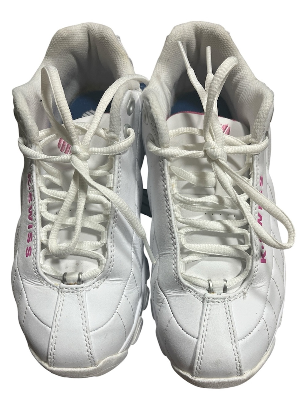 K-Swiss White Sneakers with Pink Logo Details
